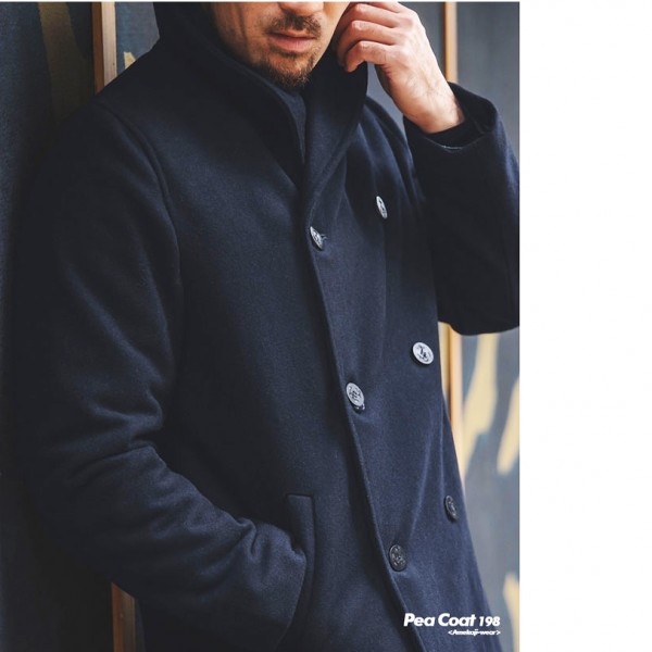 楽天市場】ウール ピーコート ネイビー ヘチマ襟 防寒 PEA-COAT