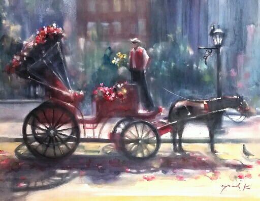 楽天市場】絵画 原画 「プリンセスが乗る馬車」 水彩/パステル F6