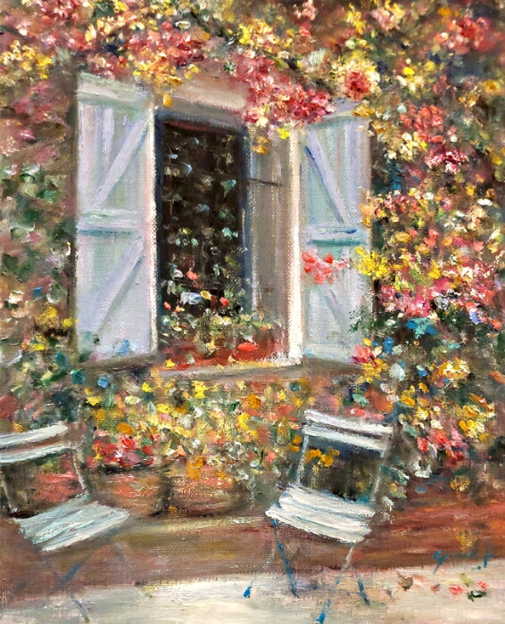 楽天市場】絵画 「花の咲く家」 油彩画 油絵 原画 風景画 F3