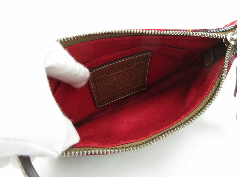 楽天市場】COACH(コーチ) チェック柄 アクセサリーポーチ 8935 赤系