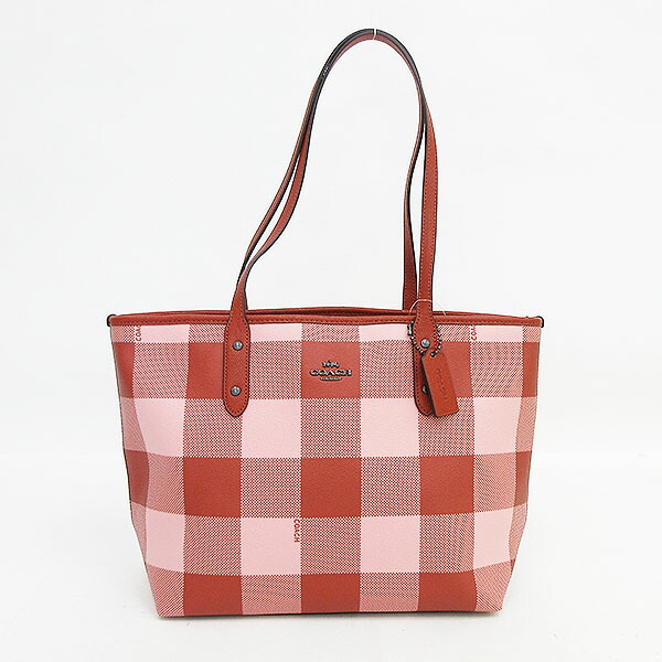 楽天市場】COACH(コーチ) チェック柄 トートバッグ F26147 赤 レッド