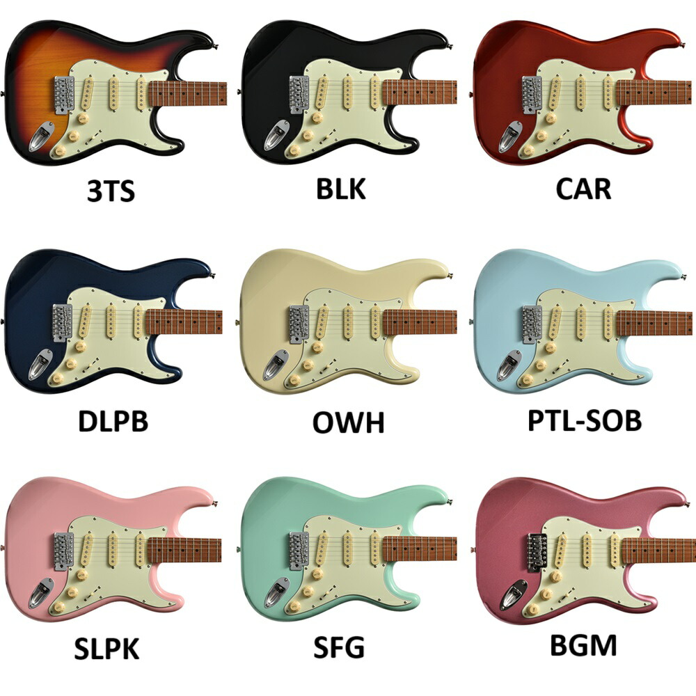 楽天市場】Bacchus BST-1-RSM/M ストラト バッカス 3TS,BLK,CAR,DLPB