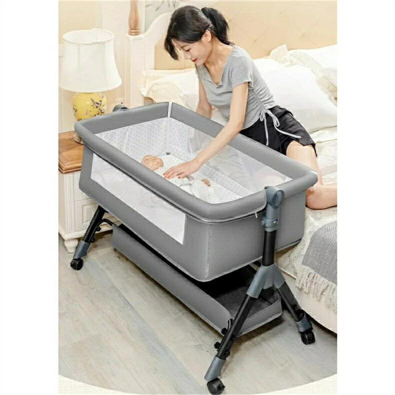 楽天市場】ベビーベッド 赤ちゃん 折りたたみ キャスター付き 移動便利