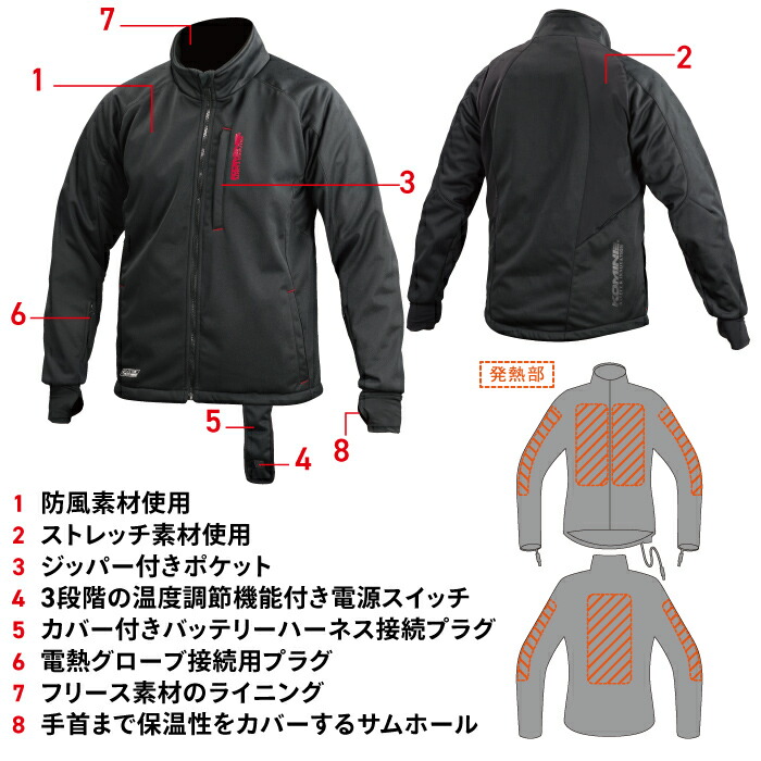楽天市場】コミネ EK-106 エレクトリックインナージャケット12V KOMINE