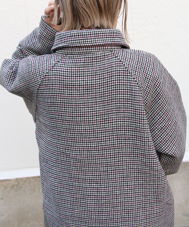 楽天市場】半額 セール 千鳥柄チェックステンカラーコート ウール