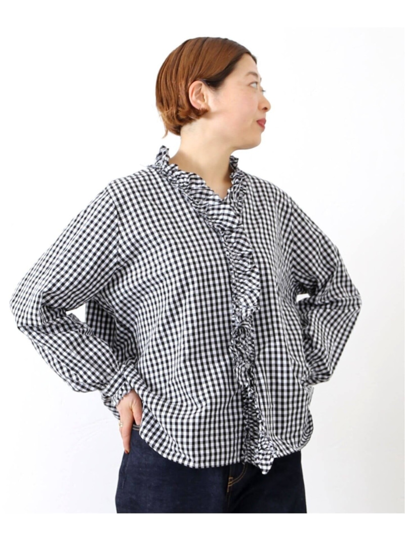 楽天市場】《追加》ギンガム フリルブラウス(BLK) journal standard