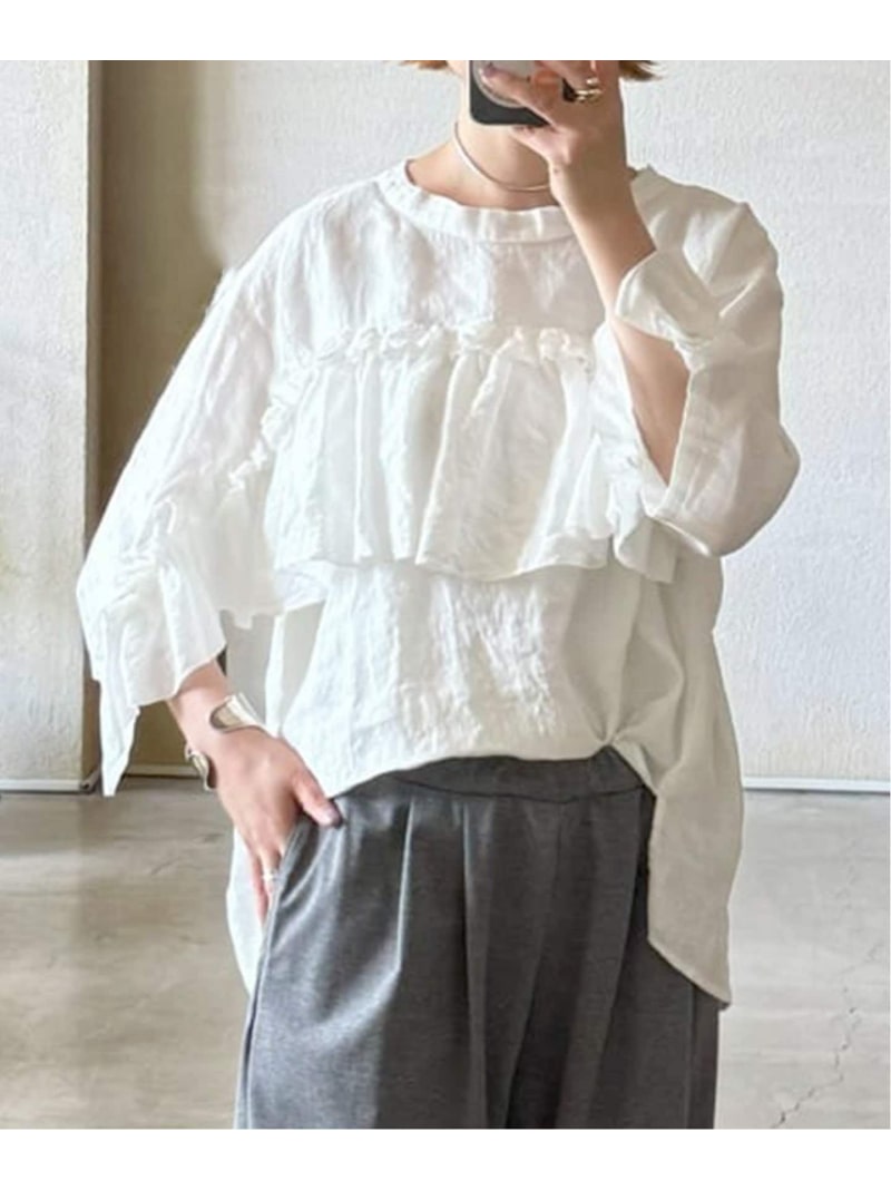 楽天市場】フレンチリネン フリルプルブラウス journal standard luxe