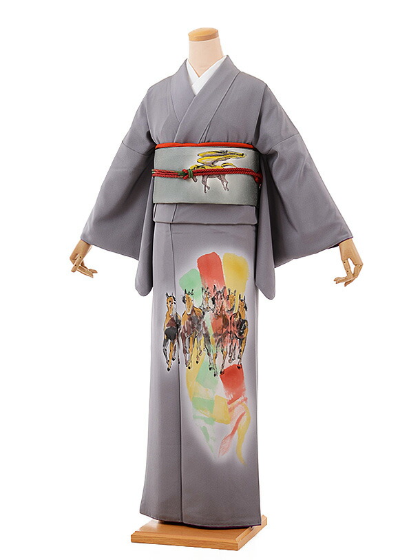 楽天市場】訪問着 レンタル 結婚式 t721 グレー地 馬 新品足袋