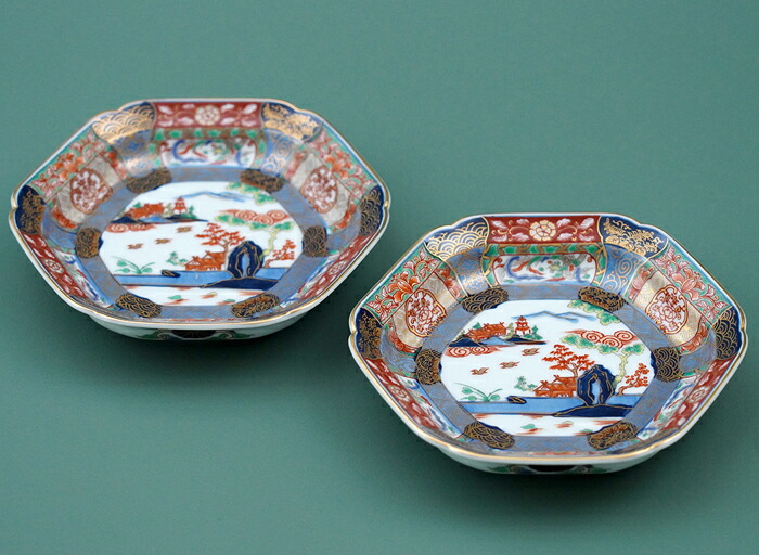 楽天市場】有田焼 復刻古伊万里 錦色絵六角焼皿14cm 【送料無料】 日本