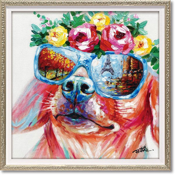 楽天市場】「パリ散歩」オイルペイントモダンアート［絵画通販］犬