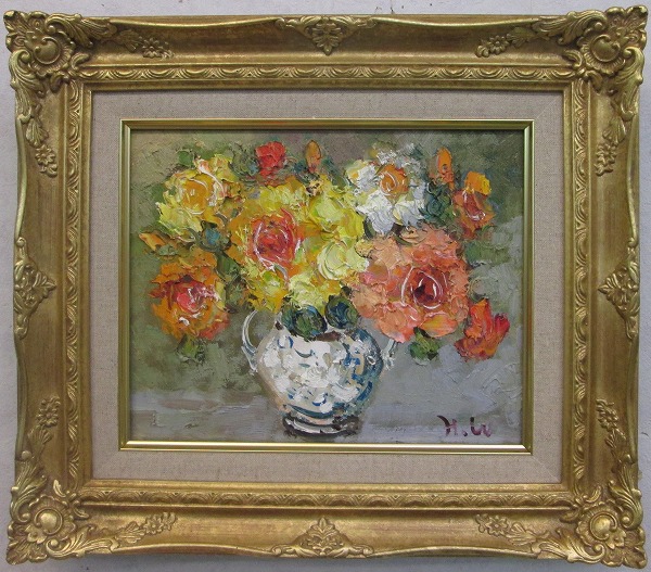 楽天市場】「薔薇」渡部ひでき（F3サイズ油彩画[油絵]（直筆油彩画