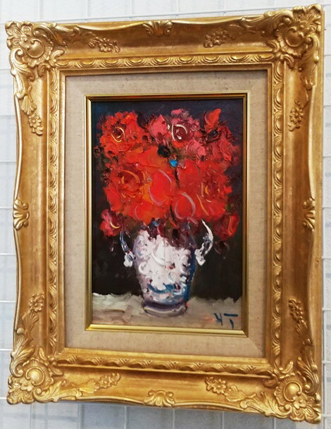 楽天市場】「バラ」（赤い薔薇）谷口春彦 サムホールサイズ油彩画