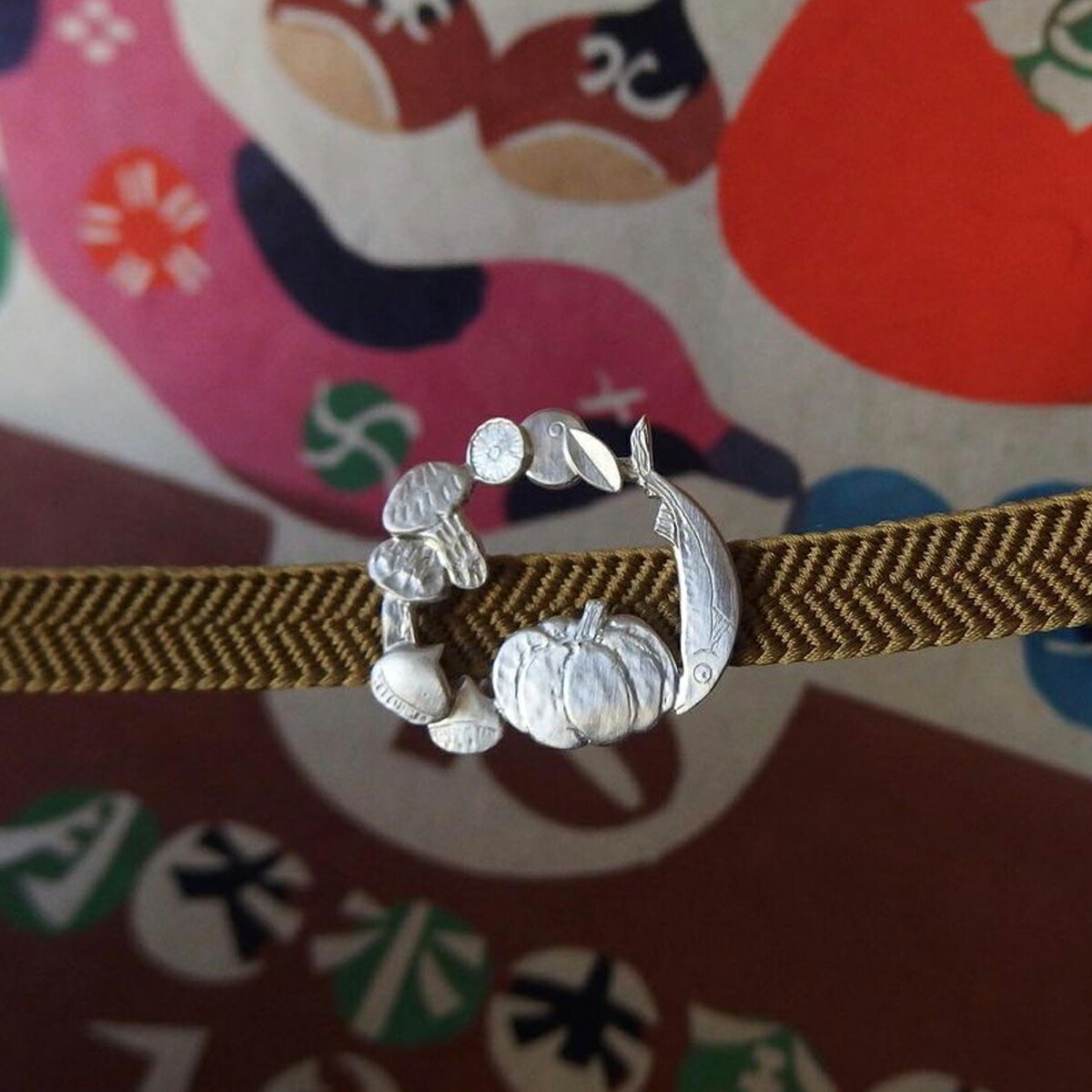 TOPAZ リーフ型 シルバー ブローチ 帯留 TOPAZ リーフ型 シルバー