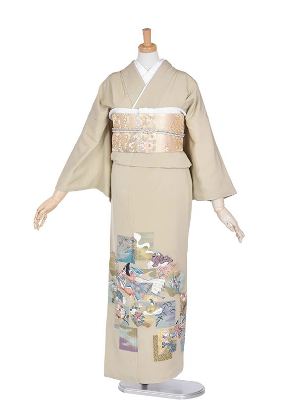 楽天市場】【レンタル】色留袖 結婚式 式典 物語文 緑着物 鶯色 式典
