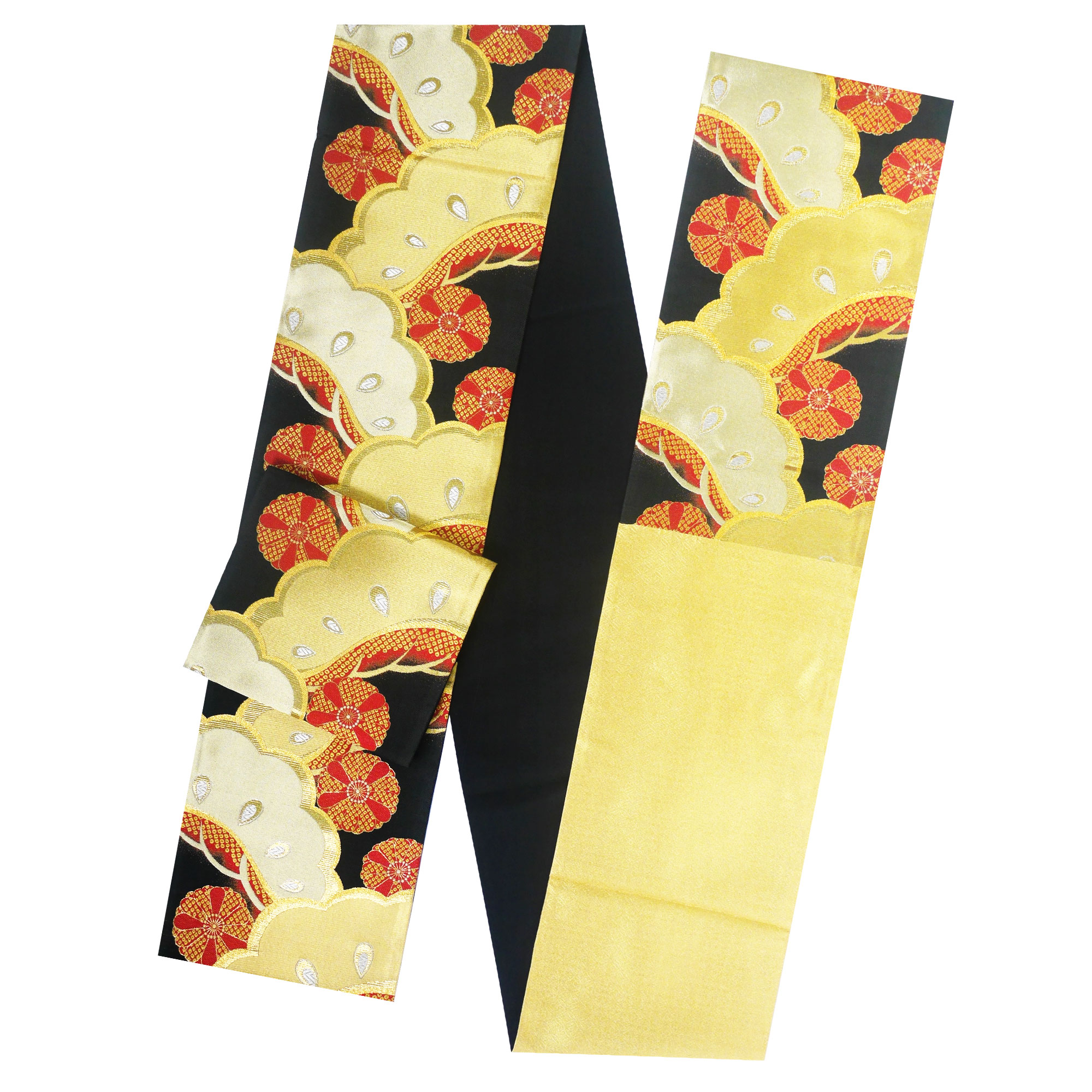 楽天市場】西陣 帯 袋帯【ブラック 黒 ゴールド 赤 松 菊】 西陣織 お
