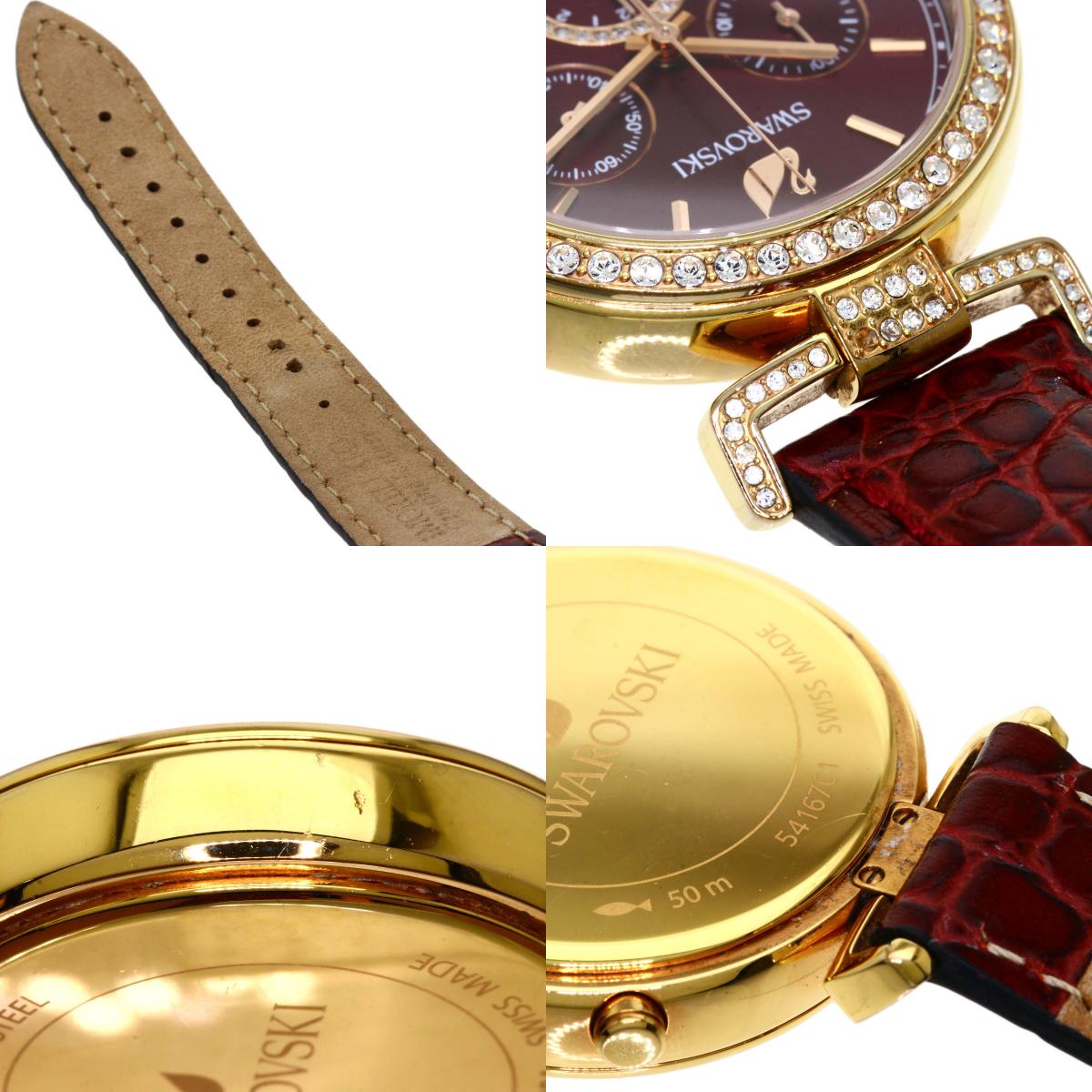 楽天市場】スワロフスキー ラウンドフェイス 腕時計 GP/革 メンズ