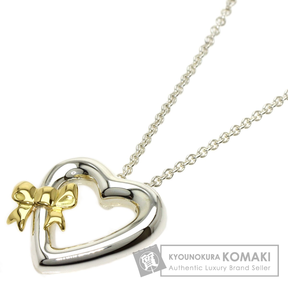楽天市場】ティファニー ハートリボン ネックレス シルバー/K18YG