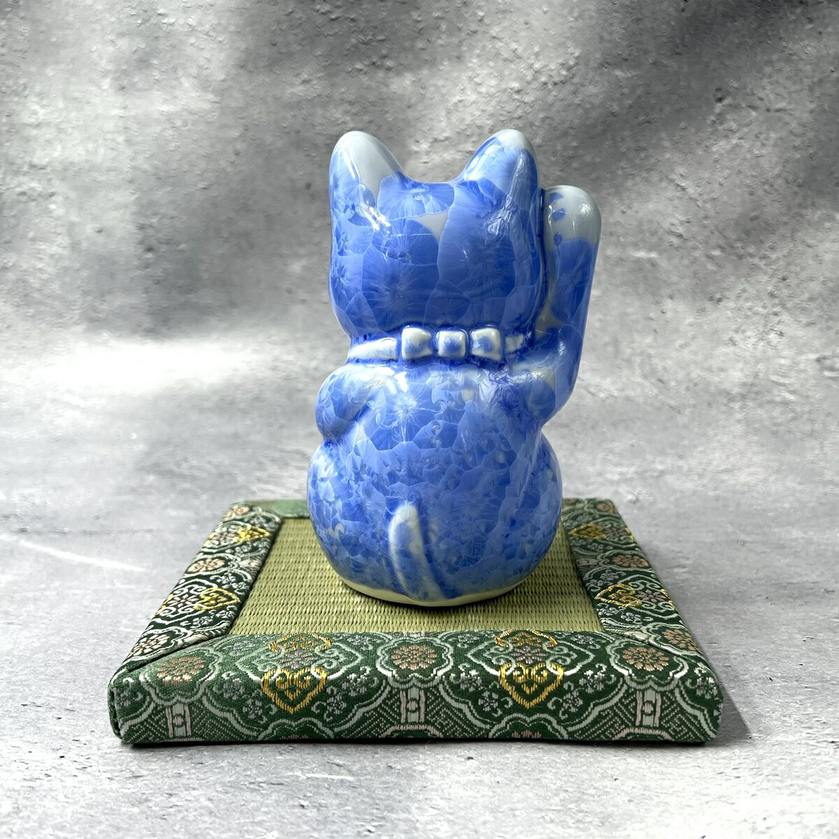 楽天市場】京焼 清水焼 陶あん 花結晶 招き猫 青 開運 右手 : 京焼