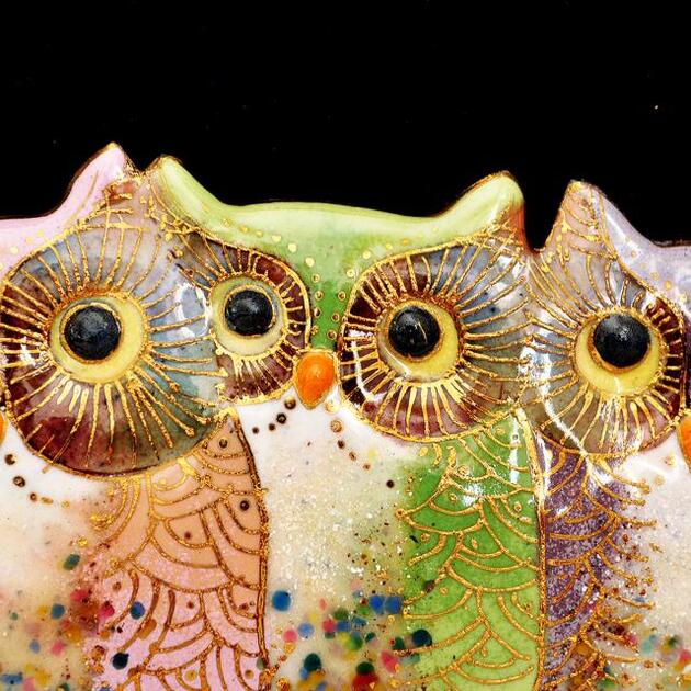楽天市場】七宝焼き「飾り額」3羽のふくろう : 京の恵み