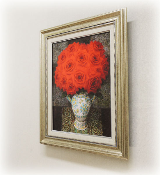 楽天市場】絵画 油絵 スペイン壺と赤い薔薇 （田村一） 送料無料