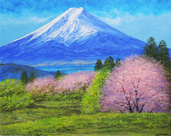 楽天市場】絵画 油絵 富士山と桜 F50号 （小川久雄） 送料無料 【海