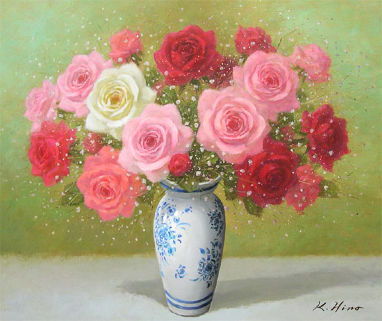 楽天市場】絵画 油絵 ばら F50号 （日野皖） 送料無料 【肉筆】【油絵