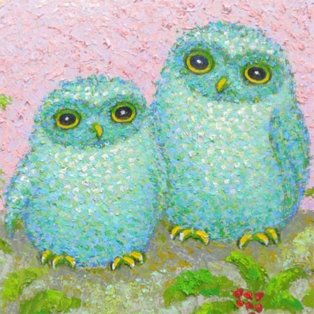 楽天市場】絵画 油絵 祝ふくろう （佐野千恵子） 送料無料 【肉筆