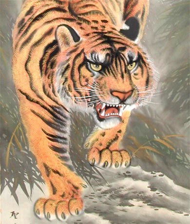 楽天市場】掛け軸 猛虎之図 (葛谷聖山) （掛軸小物なし) 送料無料