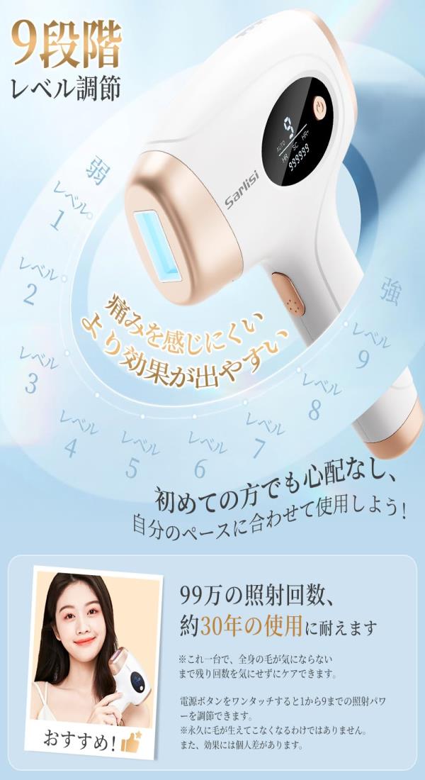 楽天市場】Sarlisi 脱毛器 無痛脱毛 【2025年新モデル】 自動照射