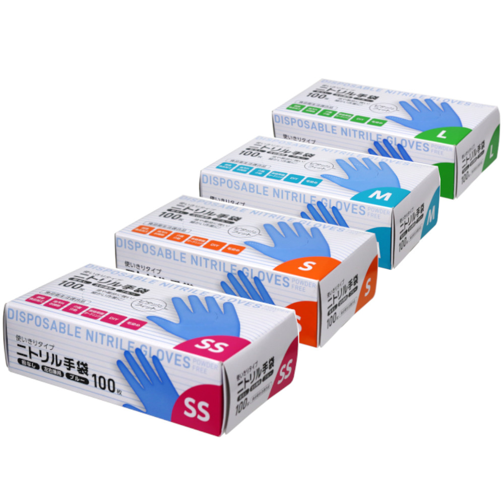 楽天市場】ニトリル手袋100枚入 ブルー SS S M L [使い捨て ゴム製 粉