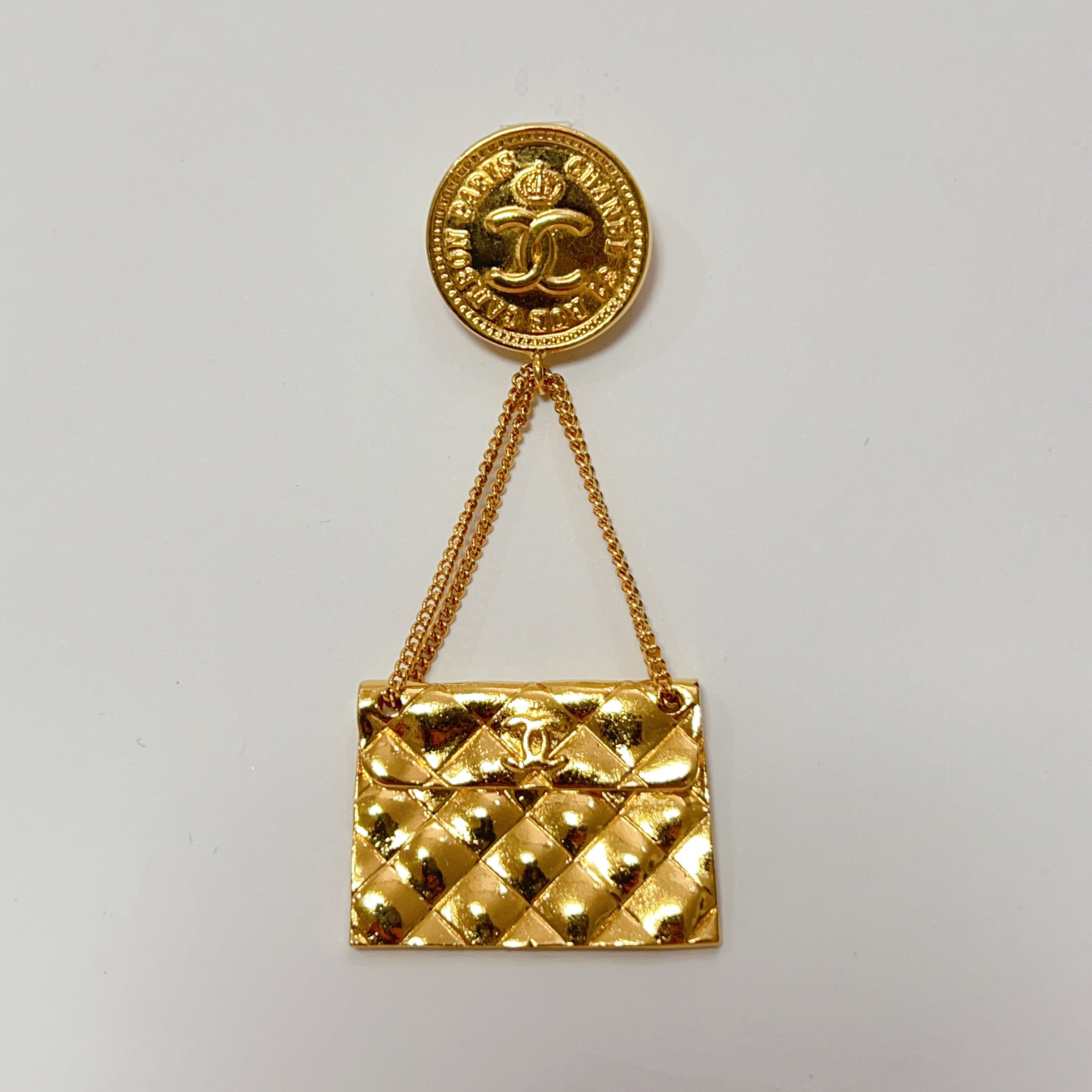 ヴィンテージ CHANEL シャネル マトラッセ バッグ ブローチ ココマーク