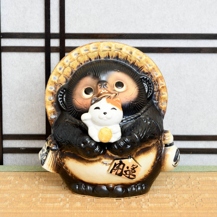 楽天市場】信楽焼 陶器 たぬき 手のり招きネコ開運狸 7号 招き猫