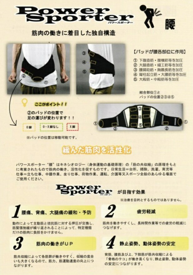 楽天市場】運動化学 パワースポーター 腰 インナータイプ 腰用Lサイズ