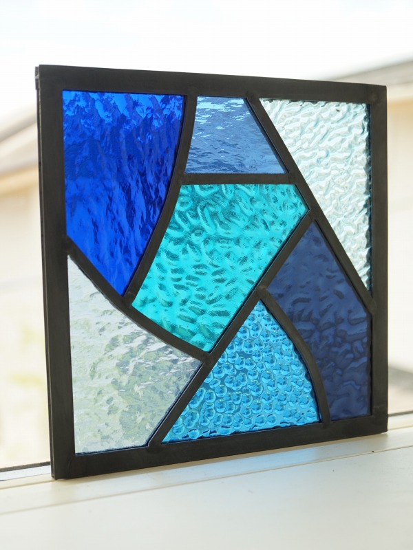 ステンドグラスパネル住宅用 ブルーロンデル&ダイヤP(1426)えびぞう