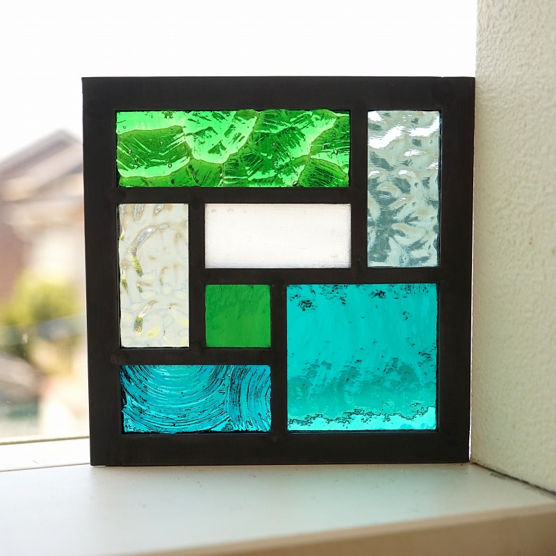 楽天市場】ステンドグラス パネル 住宅用 7つのスクエア ブルー