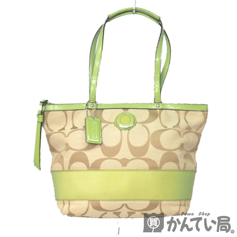 楽天市場】COACH【コーチ】シグネチャー ライトグリーントートバッグ