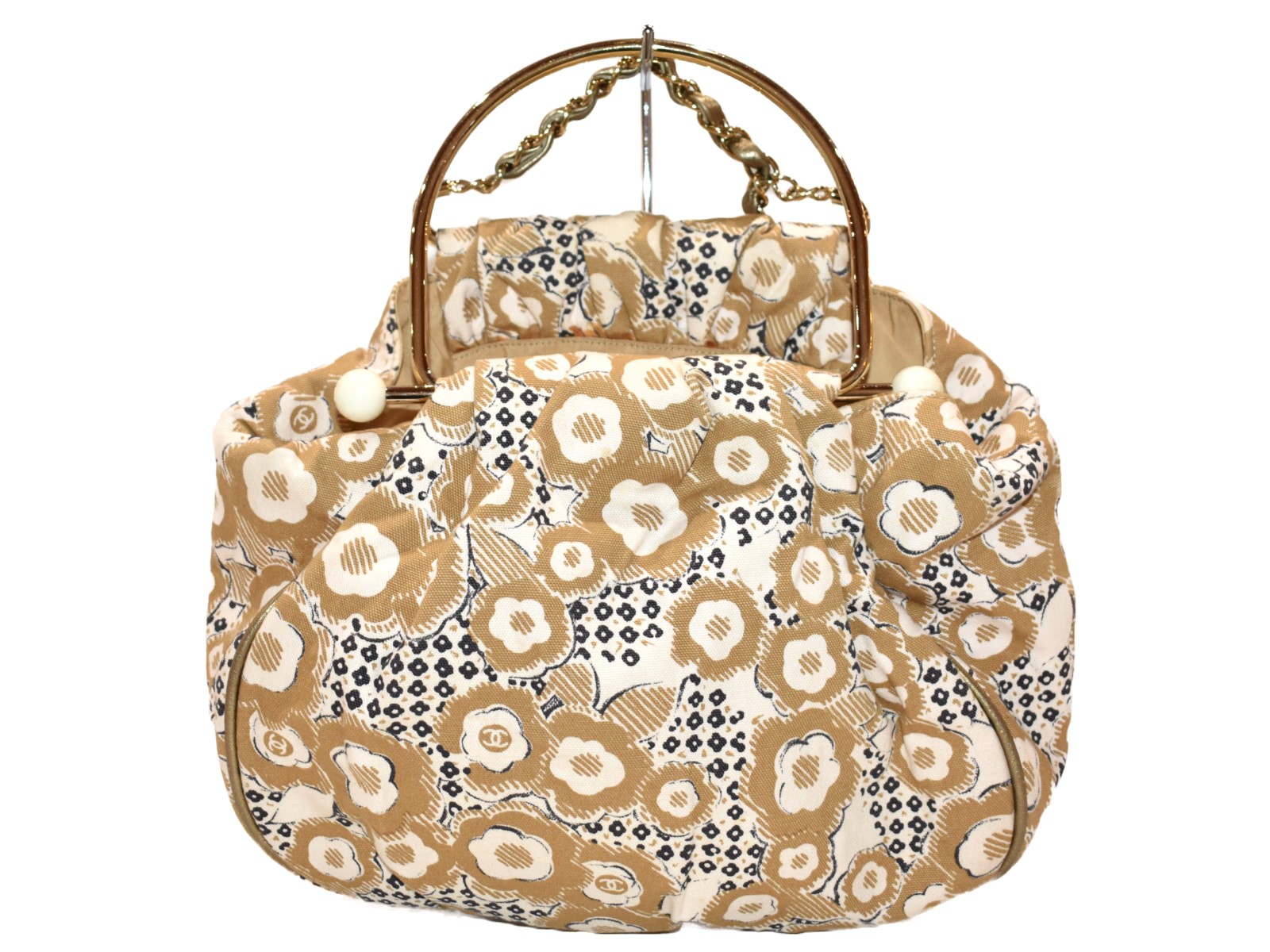 楽天市場】CHANEL シャネル カメリア フープハンドルバッグ