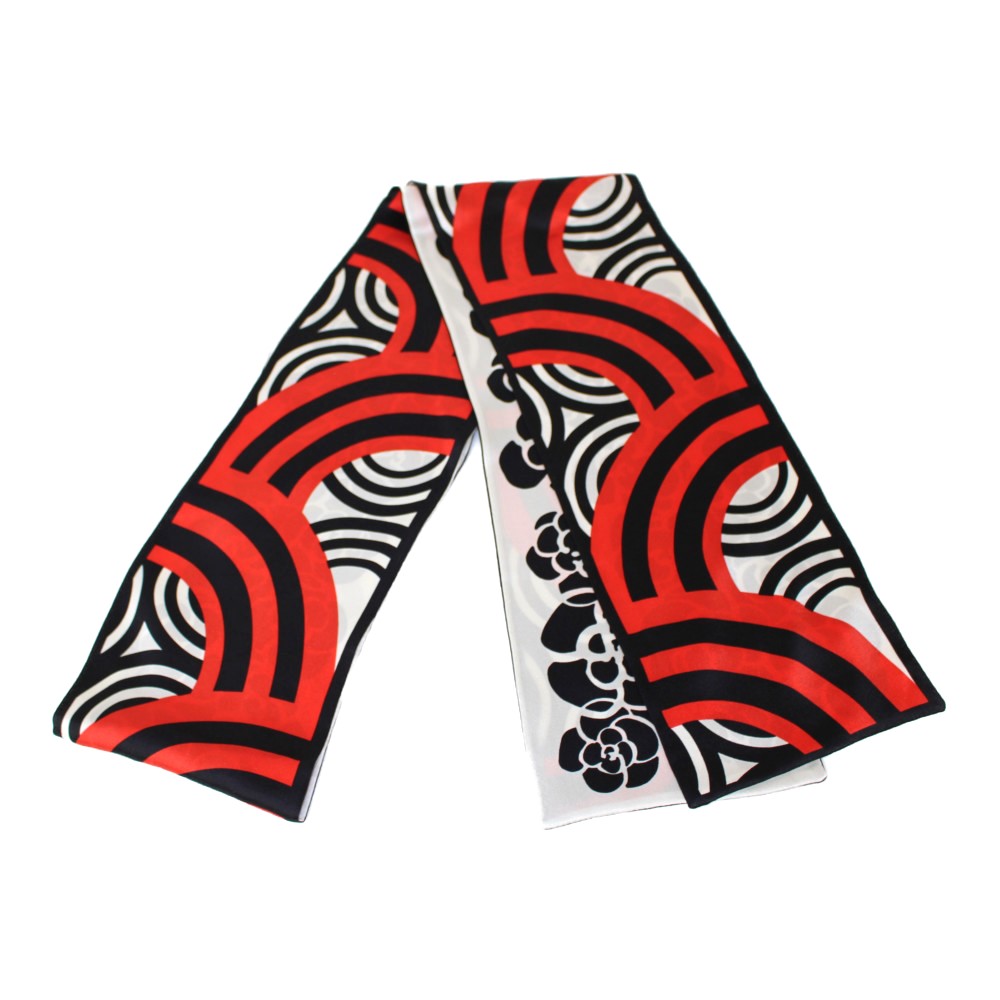 楽天市場】CHANEL シャネル カメリア×幾何学模様スカーフ レッド