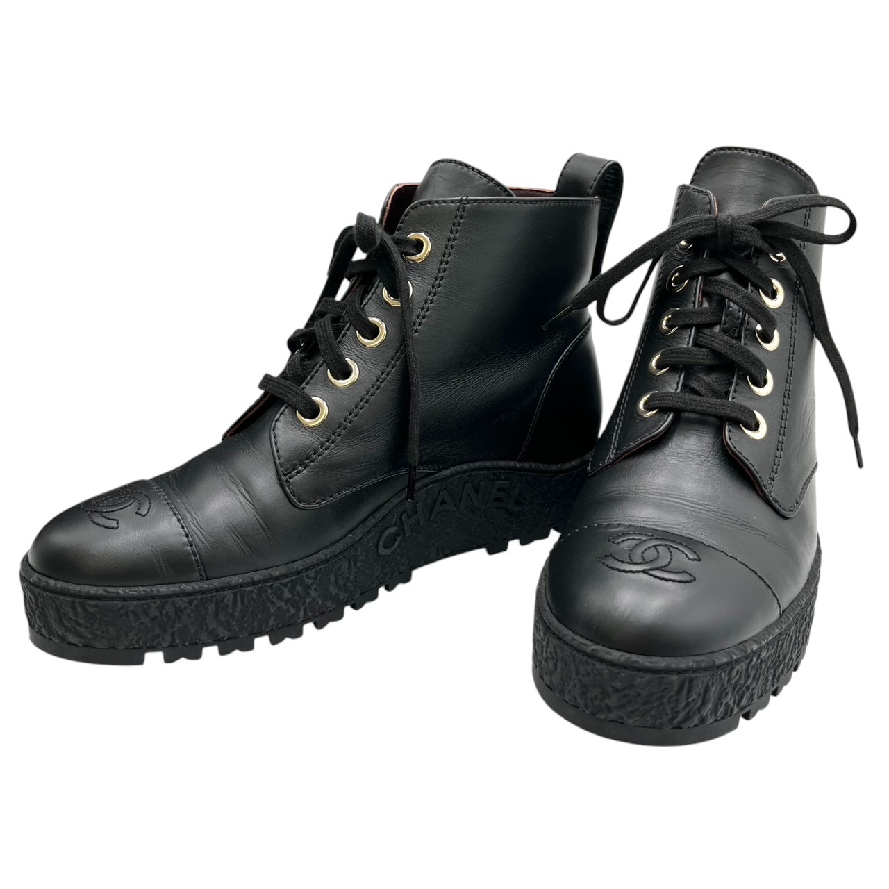 楽天市場】CHANEL シャネル G37923 レースアップブーツ ターンロック