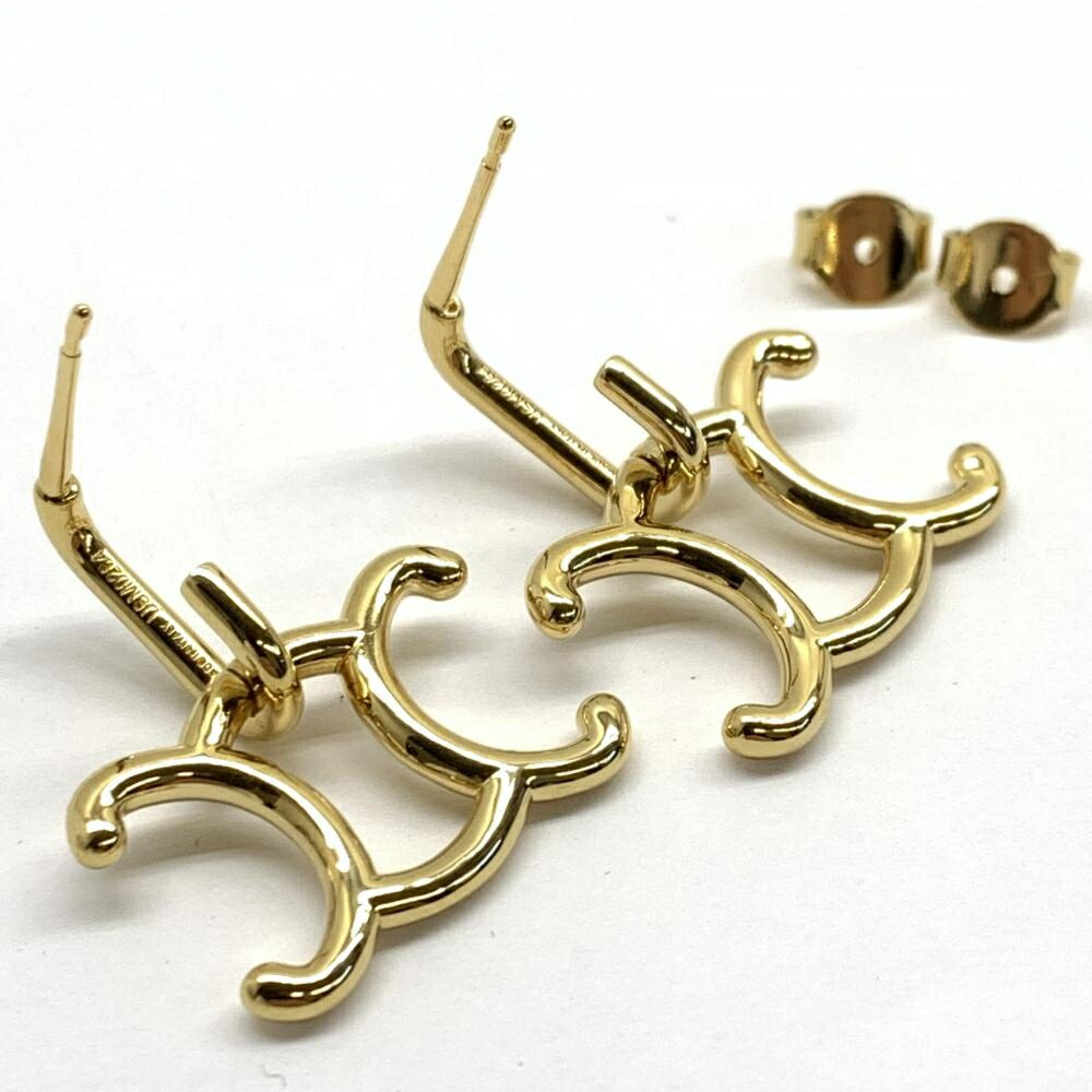 楽天市場】未使用 CELINE セリーヌ トリオンフ ロック ピアス ゴールド