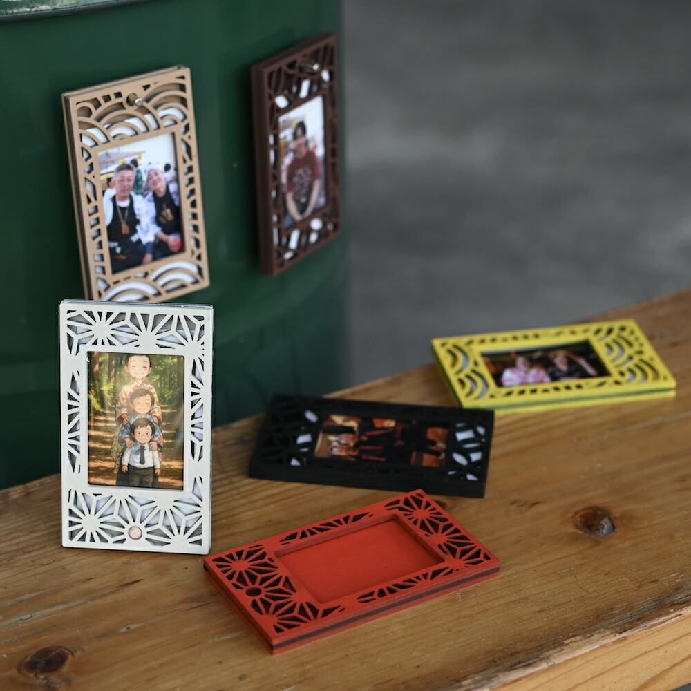 楽天市場】フォトフレーム チェキ 木製 和柄 日本製 麻の葉 七宝 青海