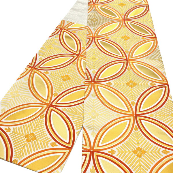 楽天市場】となみ織物 袋帯 振袖用 仕立て付き 白 金 正絹 七宝 新品