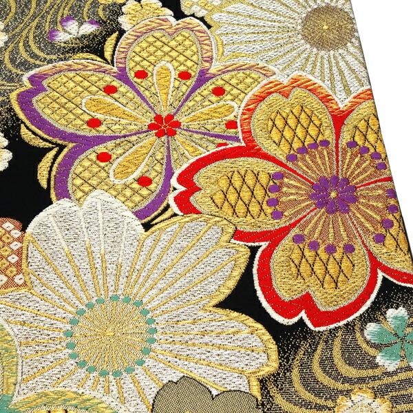 楽天市場】廣部商事 振袖用 袋帯 黒 仕立て上がり 桜 流水 振袖帯 正絹