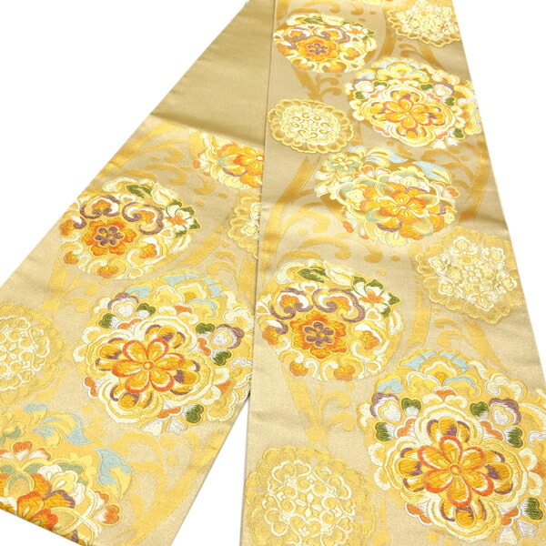 楽天市場】加藤善織物 袋帯 振袖用 仕立て付き 金色 正絹 華文 振袖