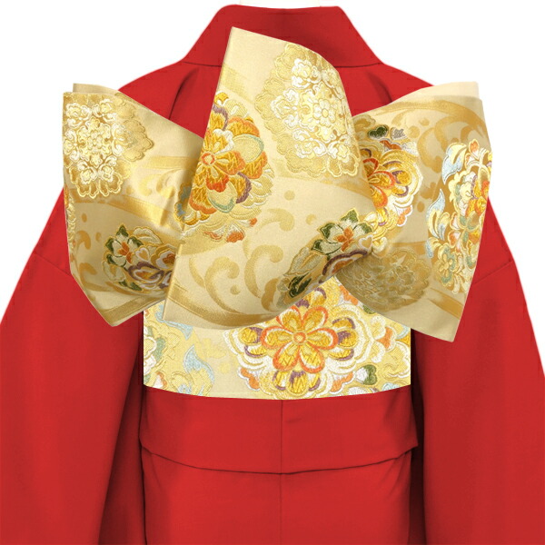 楽天市場】加藤善織物 袋帯 振袖用 仕立て付き 金色 正絹 華文 振袖