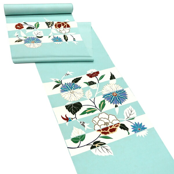 楽天市場】塩瀬名古屋帯 京友禅 仕立て付き 水色 正絹 染め帯 お茶会