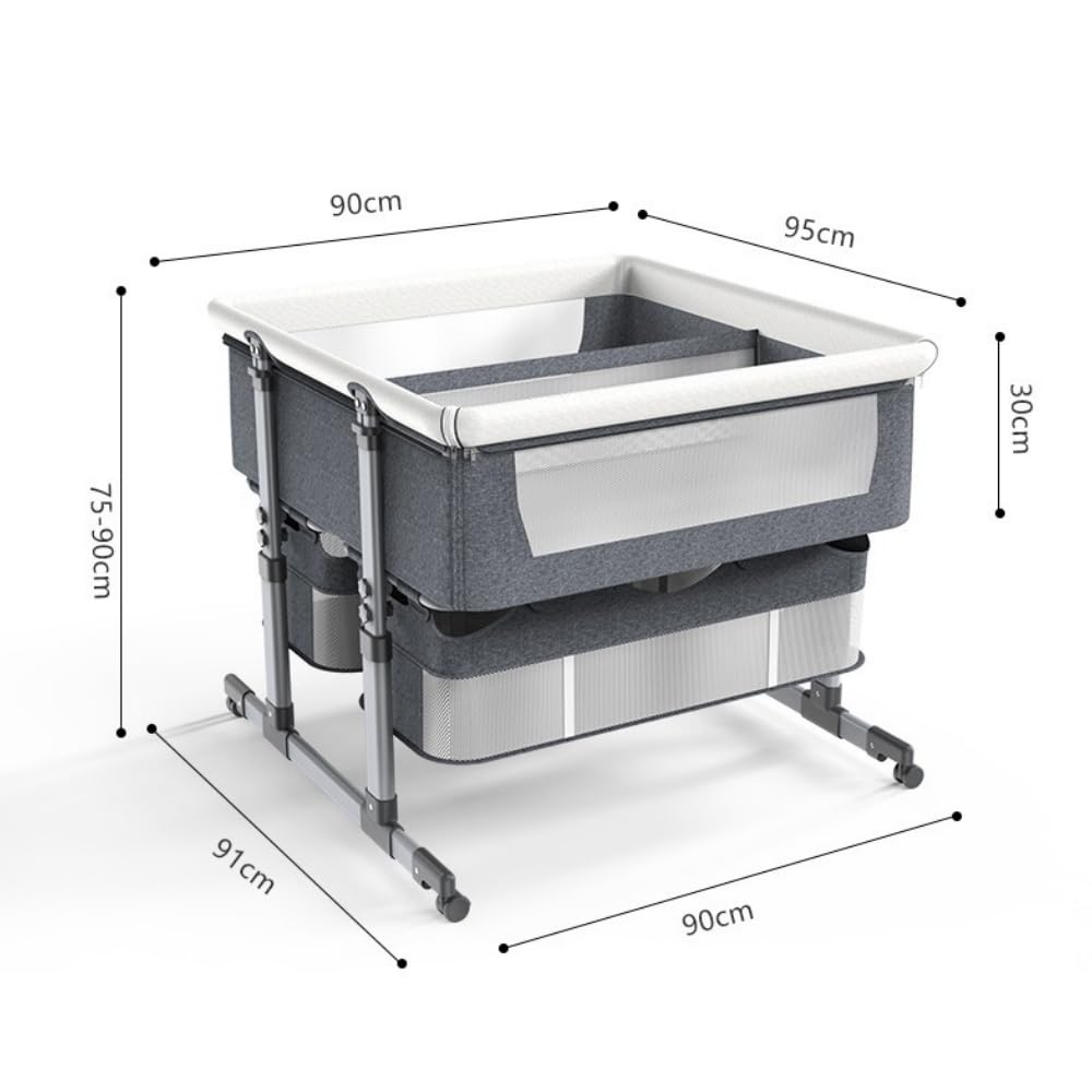 楽天市場】双子用バシネットベッドサイ 添い寝ベッド 折りたたみ 高さ6