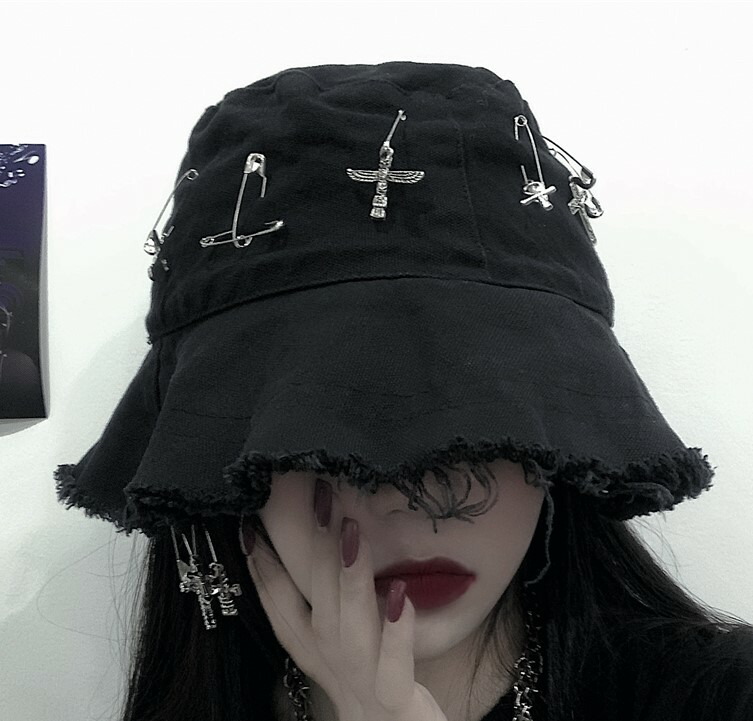 楽天市場】フリンジ バケットハット 黒 ブラック 無地 シンプル 帽子