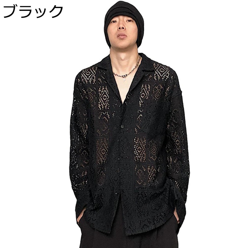 楽天市場】シースルーシャツ 長袖 メンズ 開襟シャツ ブラウス 花柄 春