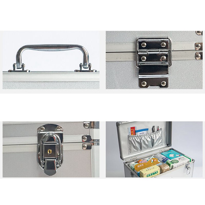 楽天市場】救急箱 薬箱 アルミ合金製 シルバー 大容量 手提げ 小物入れ